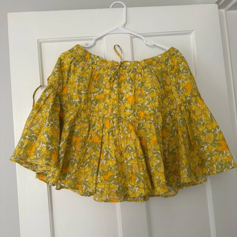 J. Crew Yellow Floral Tiered Circle Skirt